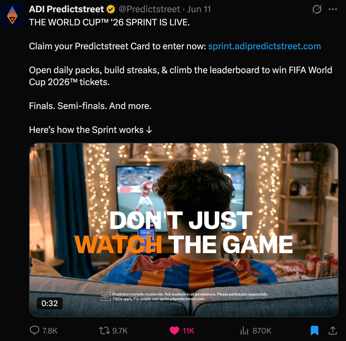 PredictStreet campaign creative distributed for the World Cup